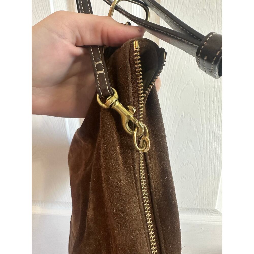 Vintage Coach Suede Hobo Bag Dark Brown Gold Legacy Leather Purse-Some Use - Picture 15 of 16